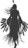 AI generated Silhouette native american woman black color only full body vector