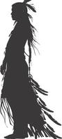 AI generated Silhouette native american woman black color only full body vector