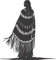 AI generated Silhouette native american woman black color only full body vector