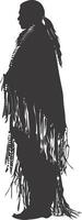 AI generated Silhouette native american woman black color only full body vector