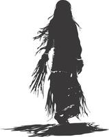 AI generated Silhouette native american woman black color only full body vector