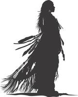 AI generated Silhouette native american woman black color only full body vector