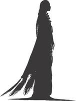 AI generated Silhouette native american woman black color only full body vector