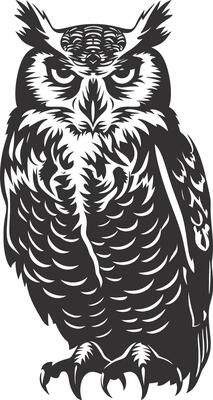 AI generated Silhouette owl animal black color only full body