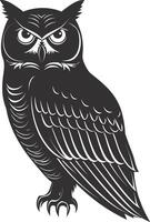 AI generated Silhouette owl animal black color only full body vector