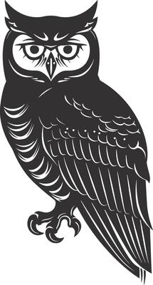 AI generated Silhouette owl animal black color only full body