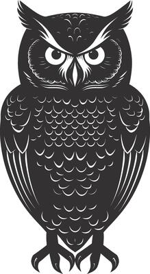 AI generated Silhouette owl animal black color only full body