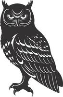 AI generated Silhouette owl animal black color only full body vector