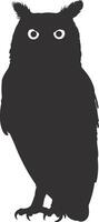 AI generated Silhouette owl animal black color only full body vector