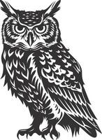 AI generated Silhouette owl animal black color only full body vector