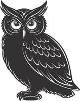 AI generated Silhouette owl animal black color only full body vector