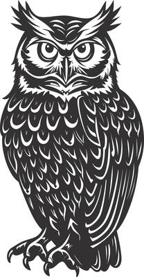 AI generated Silhouette owl animal black color only full body