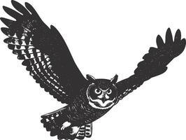 AI generated Silhouette owl animal fly black color only full body vector