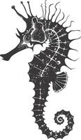 AI generated Silhouette seahorse animal black color only full body vector