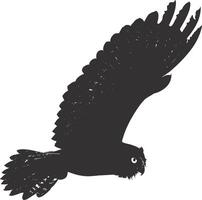 AI generated Silhouette owl animal fly black color only full body vector