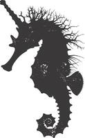 AI generated Silhouette seahorse animal black color only full body vector