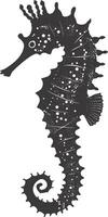 AI generated Silhouette seahorse animal black color only full body vector