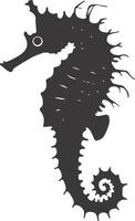 AI generated Silhouette seahorse animal black color only full body vector