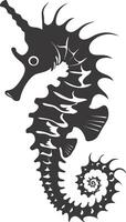 AI generated Silhouette seahorse animal black color only full body vector