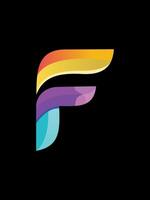 F monograma logo color editable vector