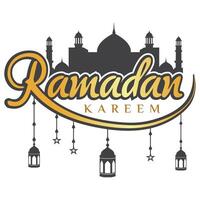 Ramadán kareem diseño vector con mezquita