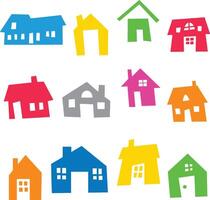 Cute Colorful and Bright House Icon Symbols vector