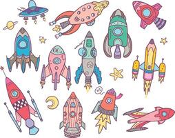 Cute Colorful and Bright Playful Rocket Ship vector