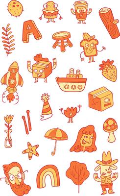 Cute Colorful and Bright Character Pack Orange