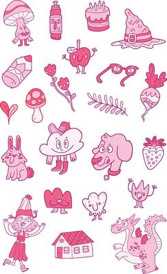 Cute Colorful and Bright Character Icon Pack Pink