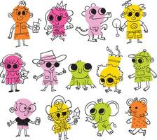 Cute Colorful and Bright Keyhole People Characters Playful and Fun vector