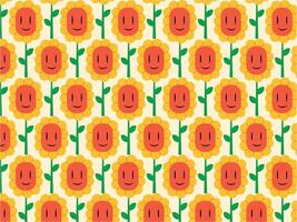 70s floral flower retro groovy fabric background pattern vector