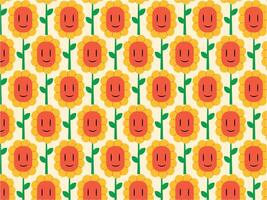 70s floral flower retro groovy fabric background pattern vector