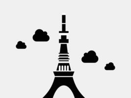 Silhouette black Eiffel Tower on located France, Paris vector