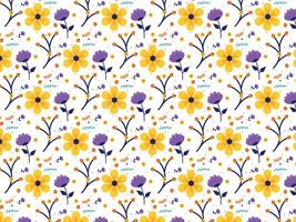 botánico florecer amarillo y púrpura flor antecedentes modelo vector