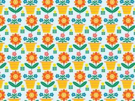 seamless floral flower pot stylish repeat pattern vector