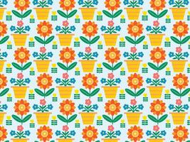 seamless floral flower pot stylish repeat pattern vector