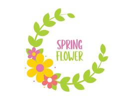 primavera letras con floral guirnalda en blanco antecedentes. vector ilustración.