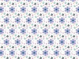 purple flower doddle seamless background pattern vector