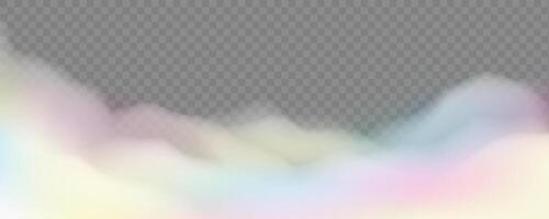 White rainbow realistic clouds on transparent cut-out background vector