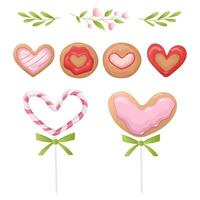 caramelo y galletas en el forma de un corazón. dulces para San Valentín día. vector