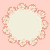 Festive round banner frame illustration with flowers vector