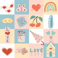 Seamless patterns for Valentine's day, romantic elements. vector