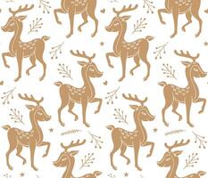 Vector seamless pattern of hand drawn flat deer