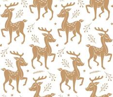 Vector seamless pattern of hand drawn flat deer