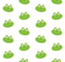 Vector seamless pattern of flat cartoon frog face