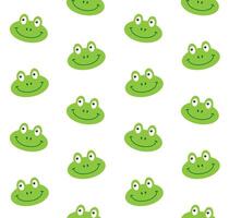 Vector seamless pattern of flat cartoon frog face