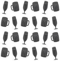 Vector seamless pattern of different beer glasses