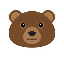 Vector flat cartoon bear grizzly face