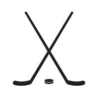 Vector outline hockey crossed sticks and puck