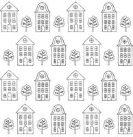 Vector seamless pattern of Scandinavian city house